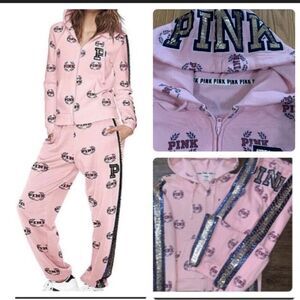Pink Victoria’s Secret logo Mania bling outfit set S